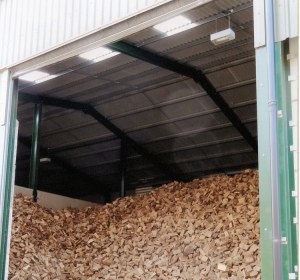 Once the wood has been dried down from approx 40% moisture to an average
moisture level of 20% it is moved into storage barns.